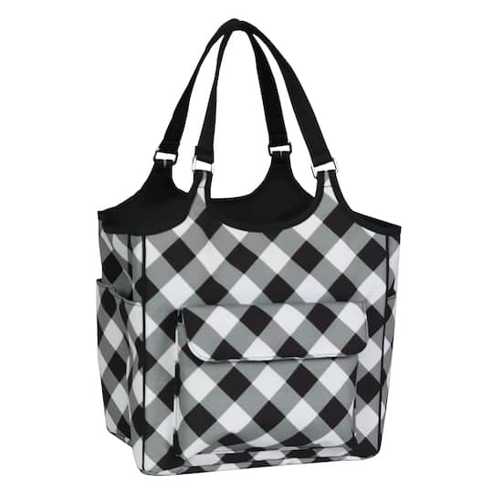 Everything Mary Black &#x26; White Check Everything Tote